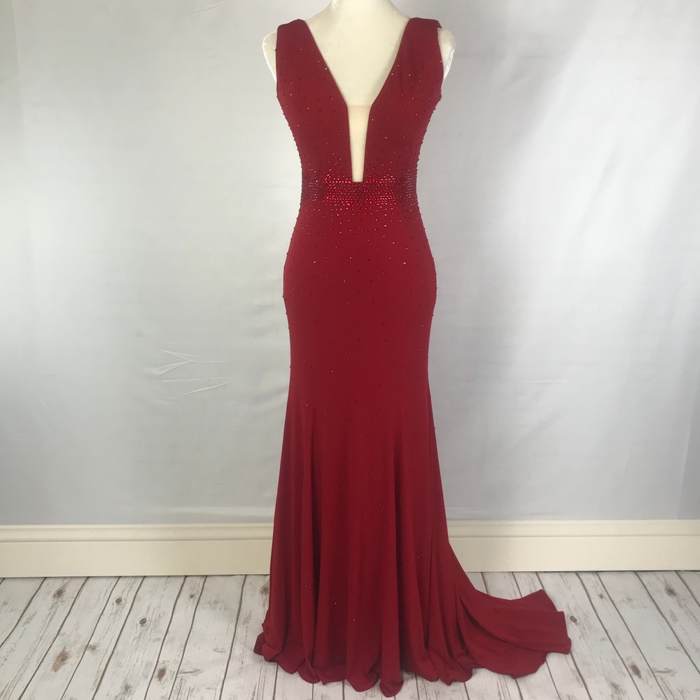 🎉SALE! Jovani sexy studded red evening gown SZ 2